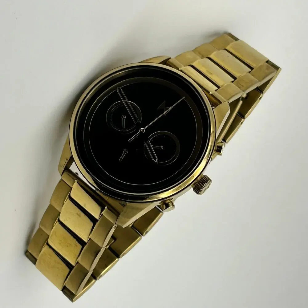 MVMT Powerlane Watch Gold-tone St. Steel Sleek Black Chronograph Dial